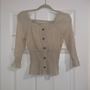 Elegant Cream Button-Up Women's Top